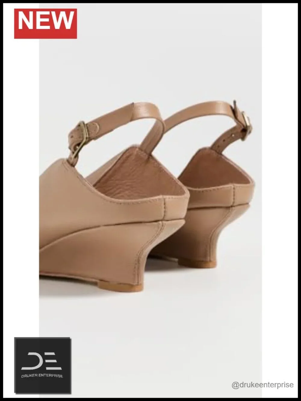 Women's Lift Wedge Heels Pointed Toe Leather Ankle Strap 1.5 inch Heel